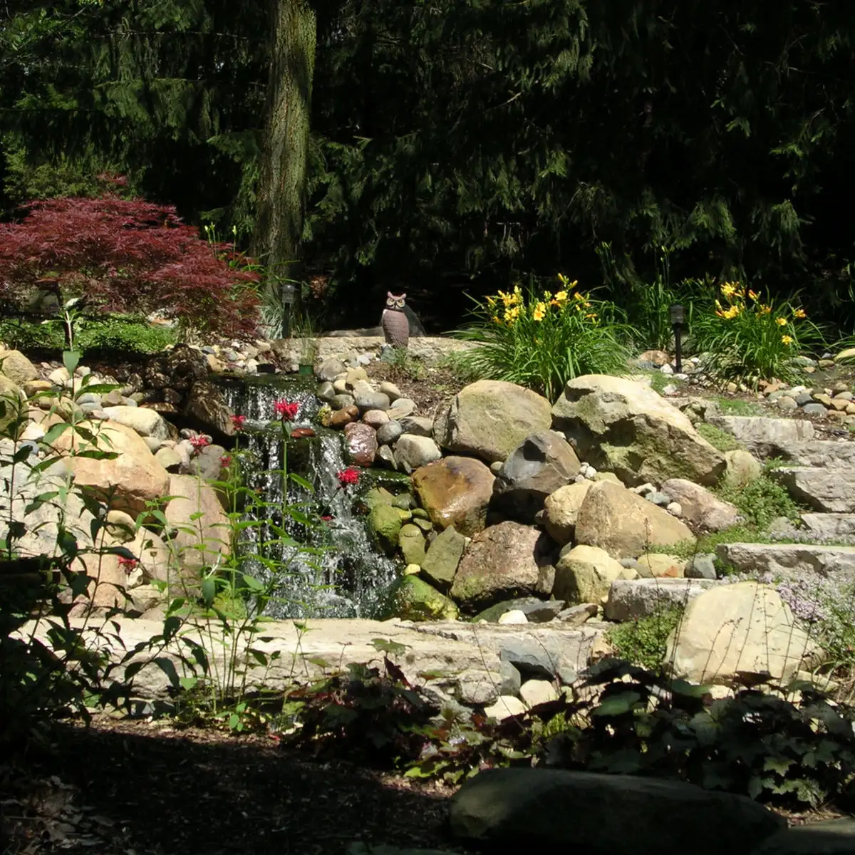 Complete backyard landscape installation in Oakland County