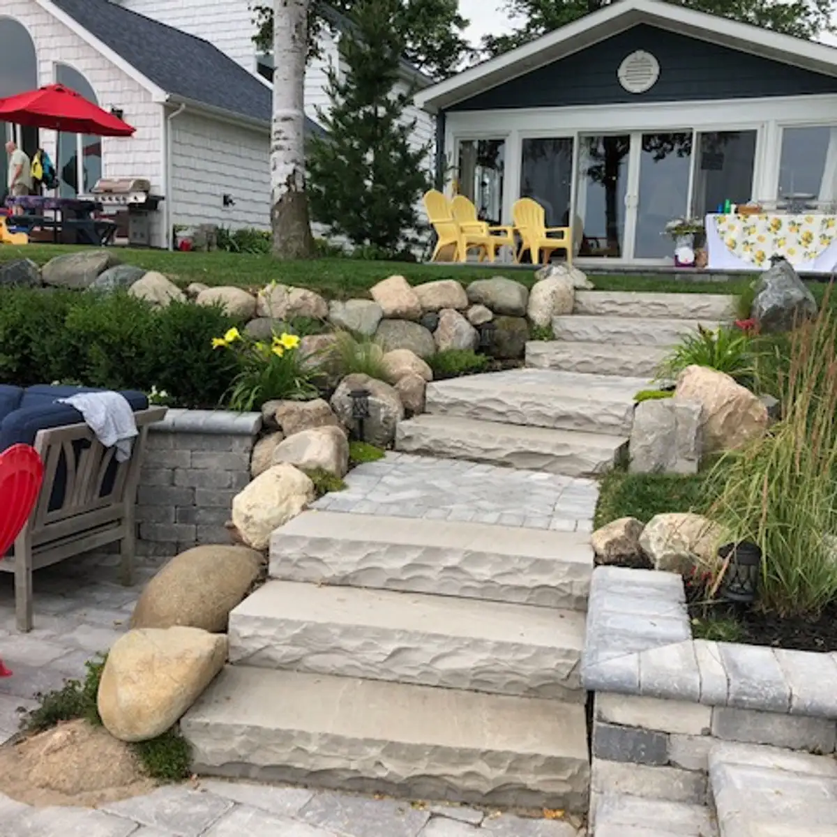 Techo-Bloc retaining wall installation in Michigan