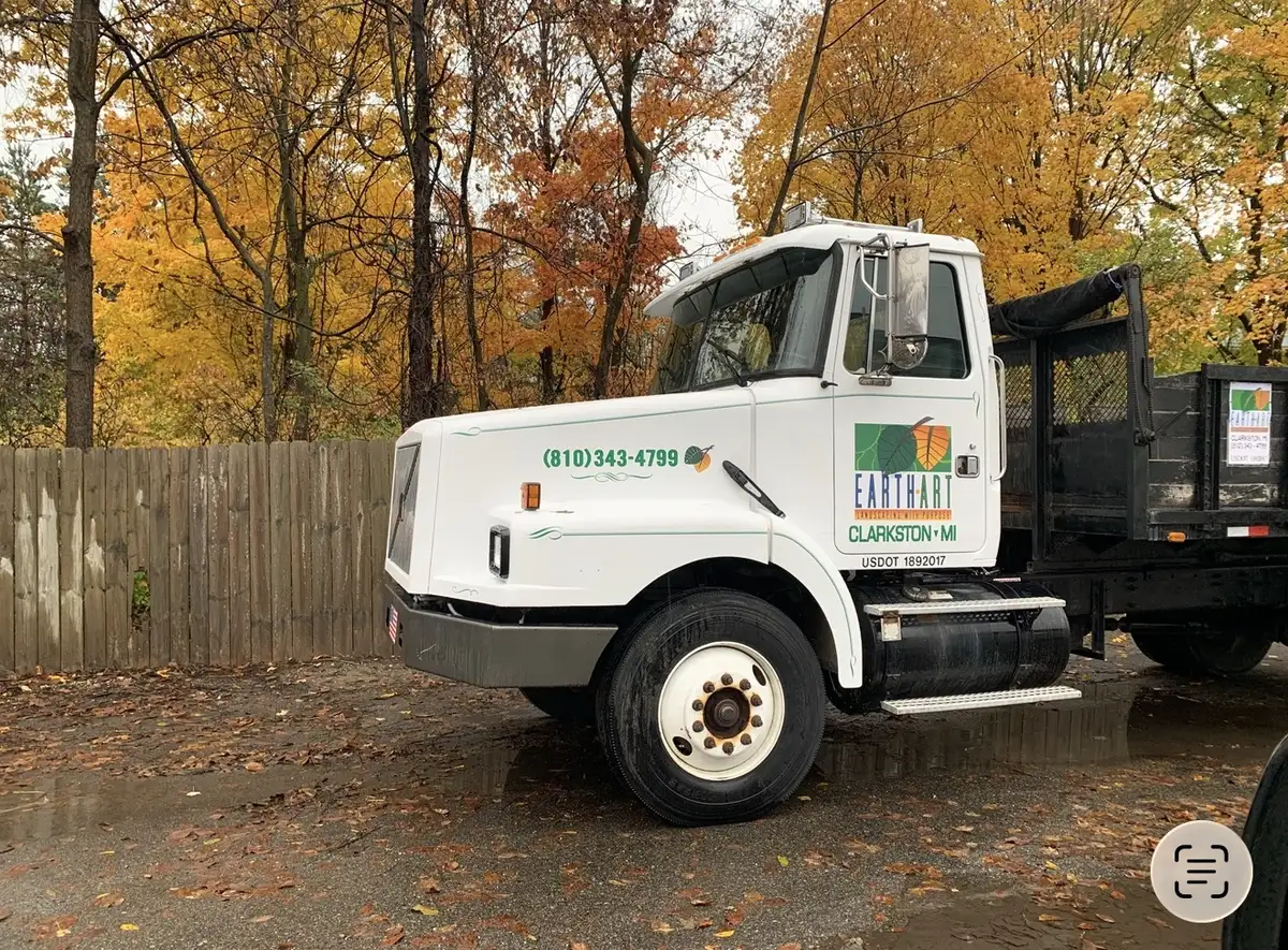 Earth Art Landscaping branded truck in Clarkston Michigan
